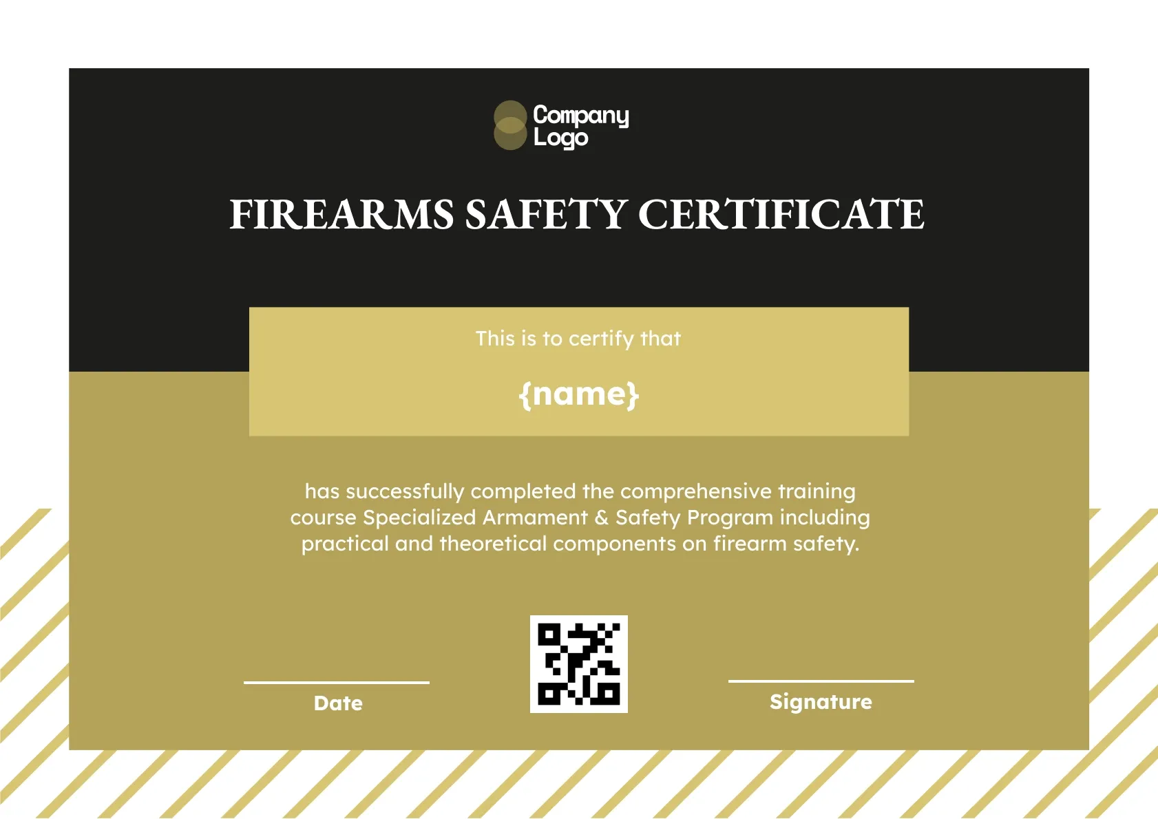 Elite Firearms Safety Training Certificate Template