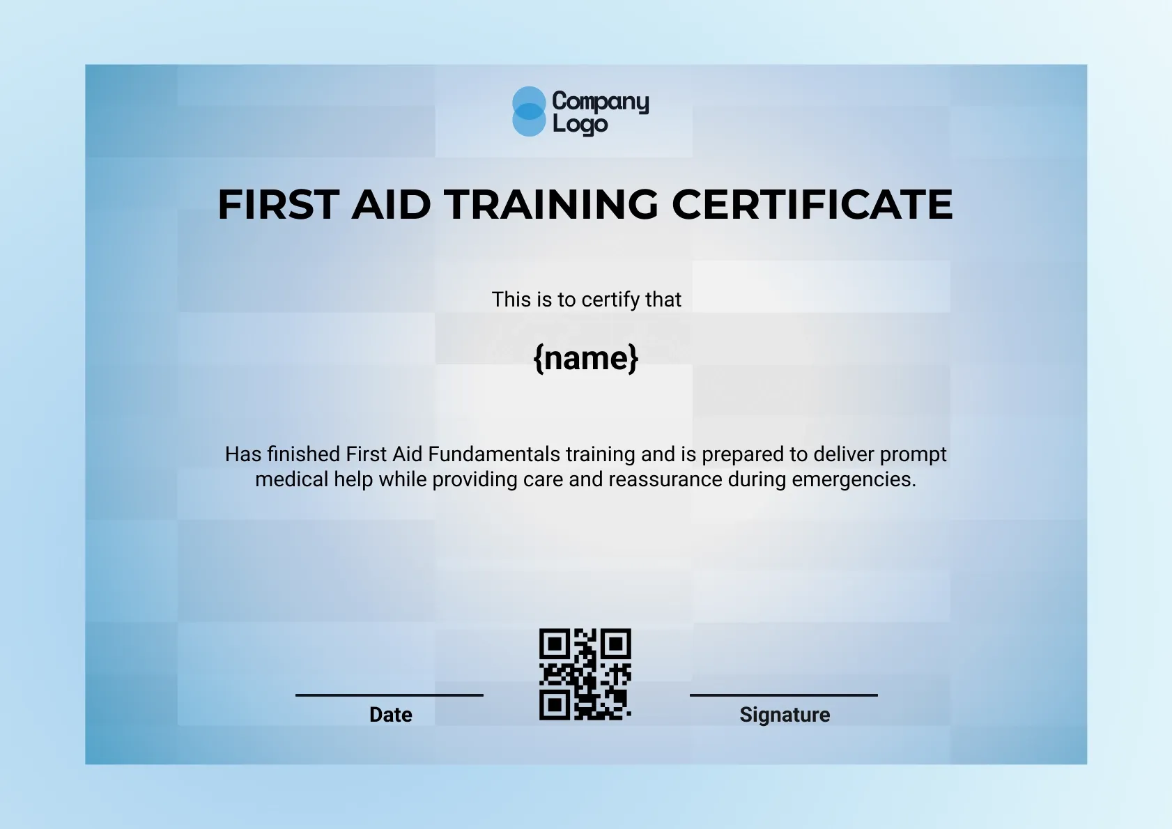 Elite First Aid Trainer Certificate Template