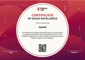 Elite Sales Performance Certificate Template