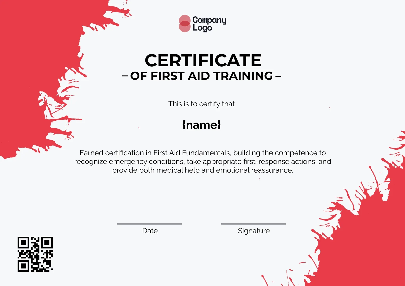 Exceptional First Aid Trainer Certificate Template