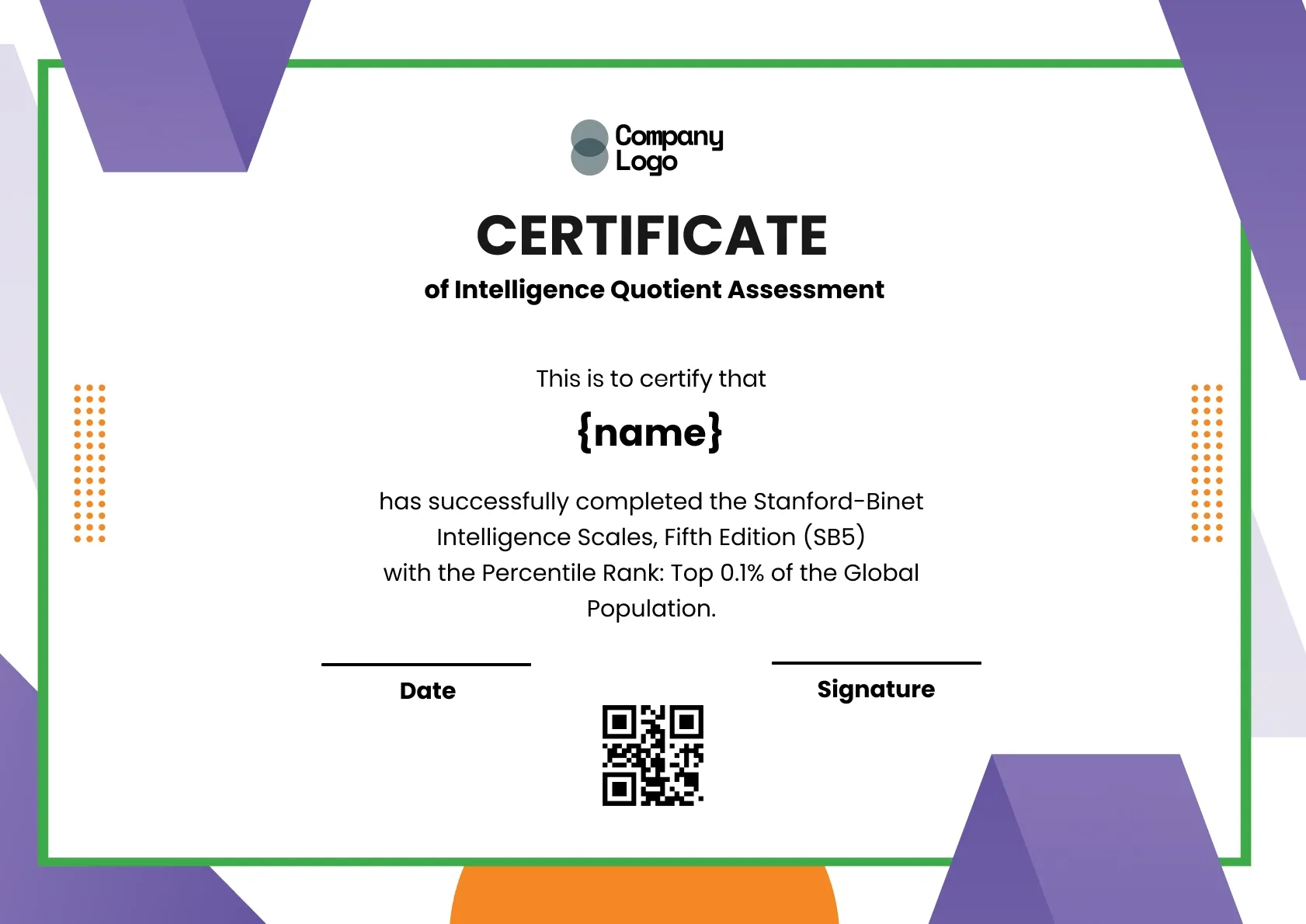 Exceptional Intelligence Excellence Certificate Template