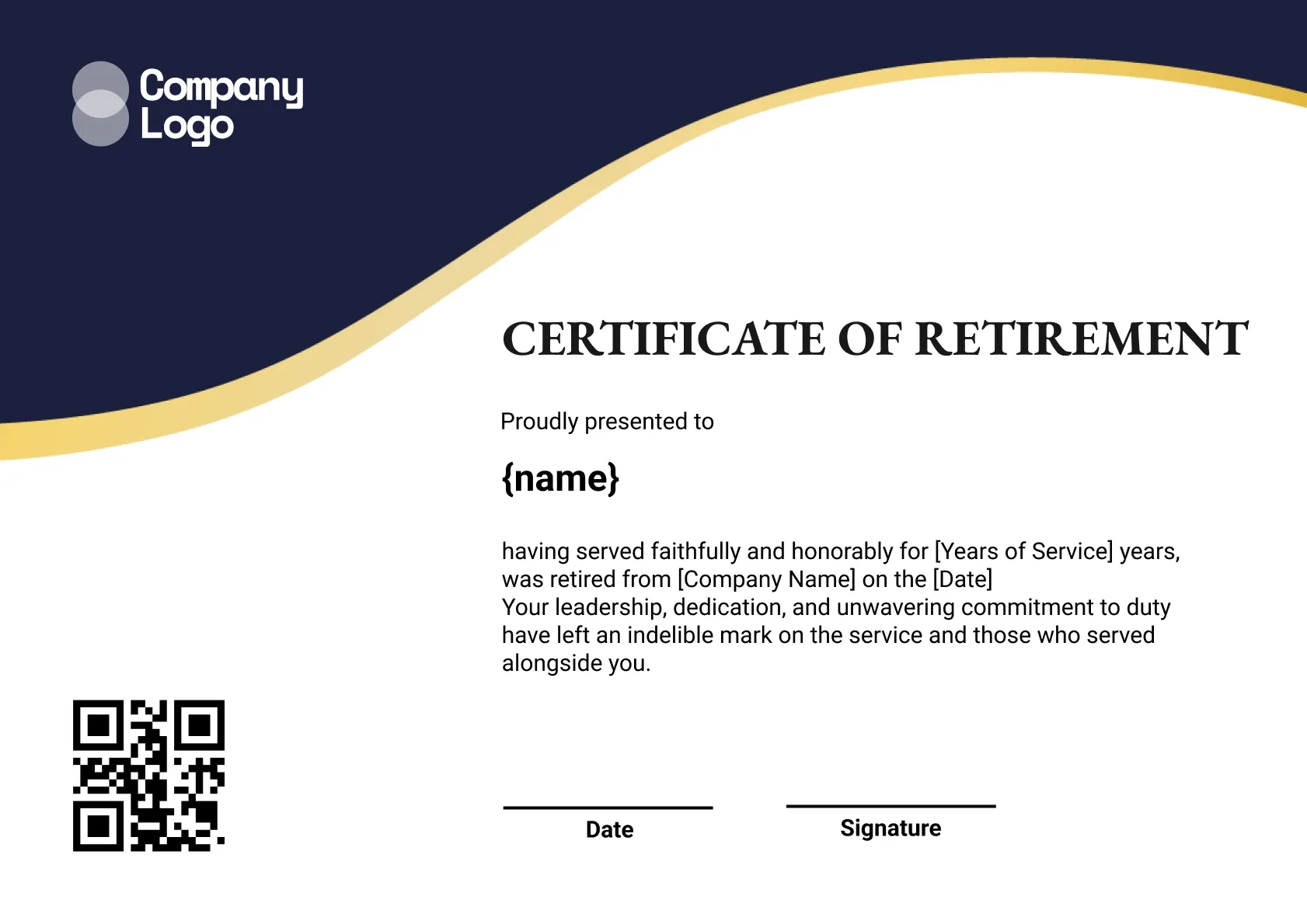 Exceptional Service Retirement Certificate Template