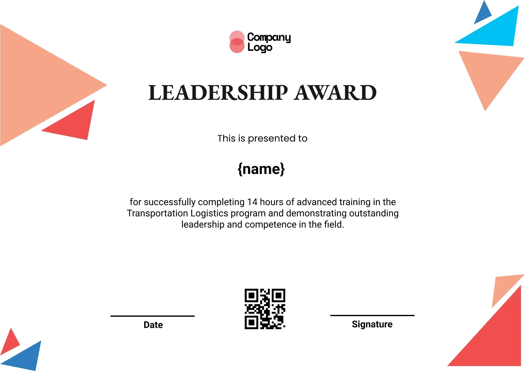 Exemplary Leadership Achievement Certificate Template