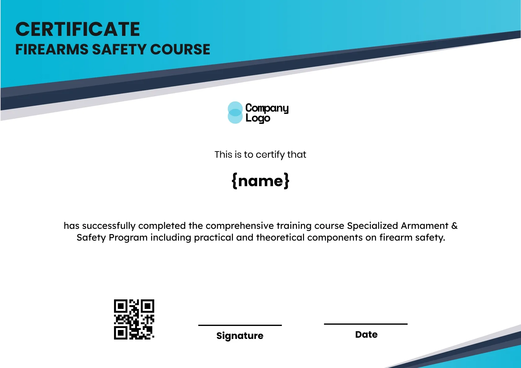 Expert Firearms Safety Training Certificate Template