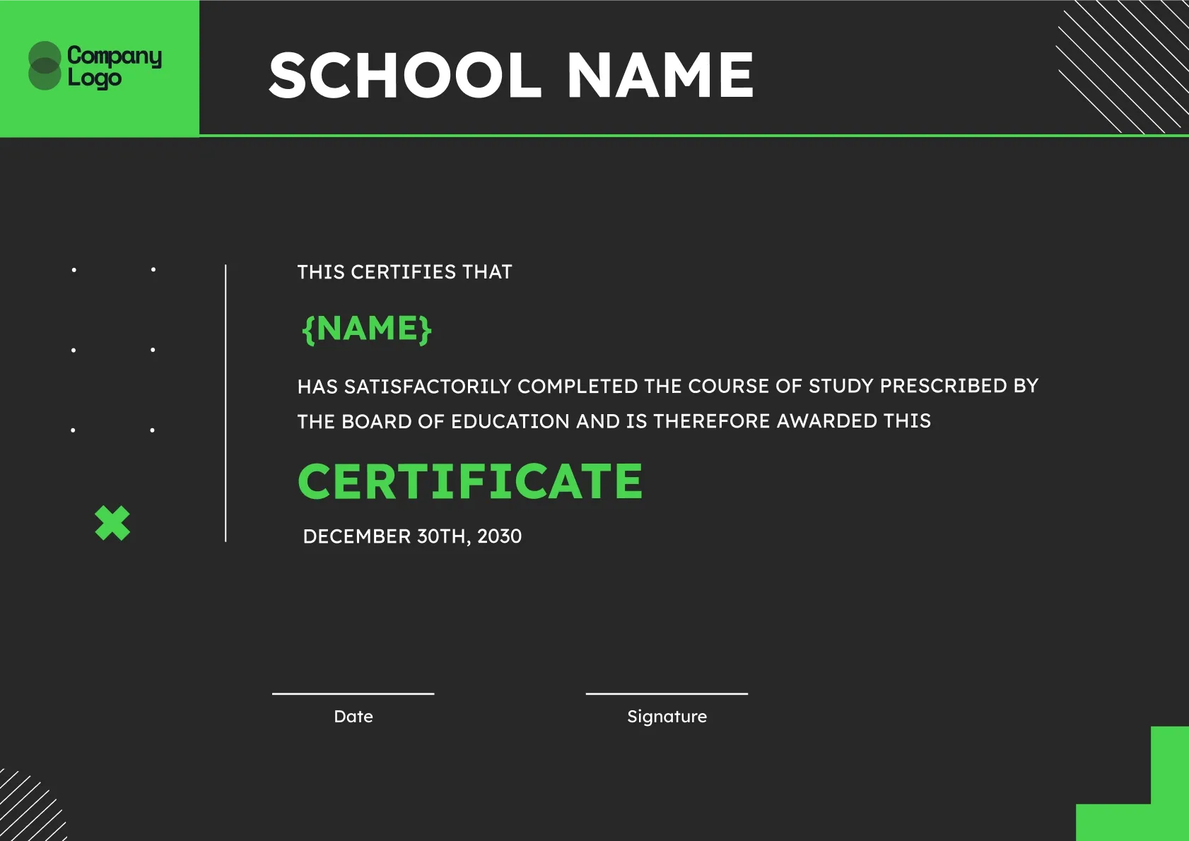 Exquisite professional graduation certificate template