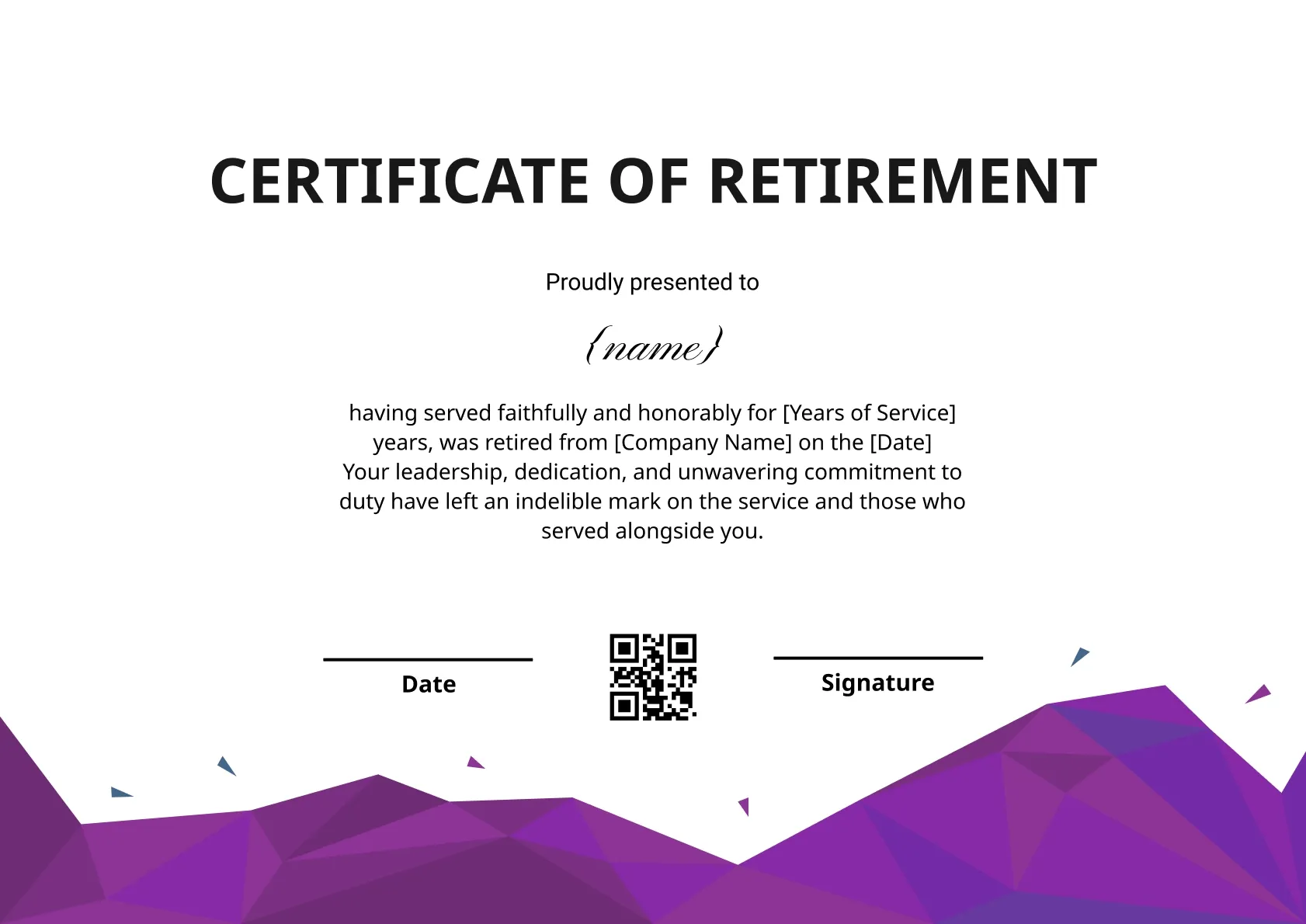 Faithful Service Retirement Certificate Template
