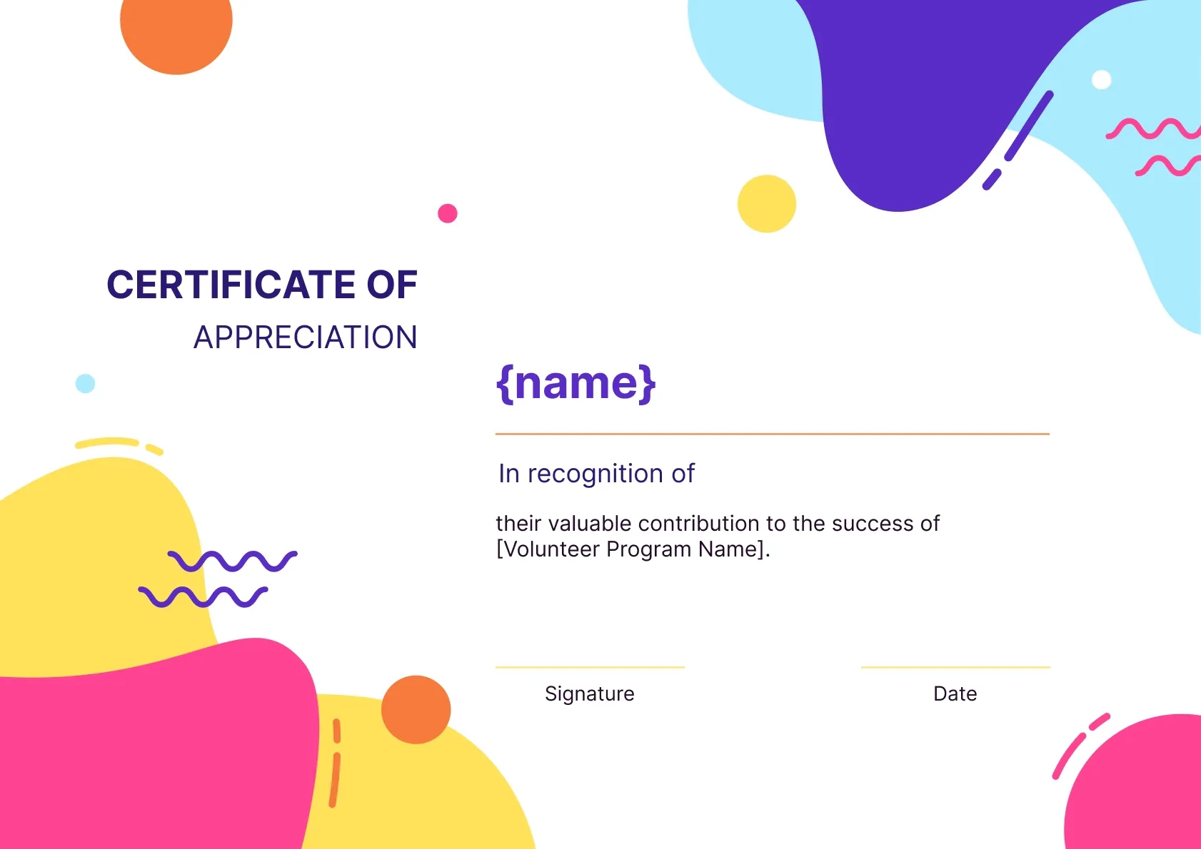 Fine and professional volunteer appreciation certificate template