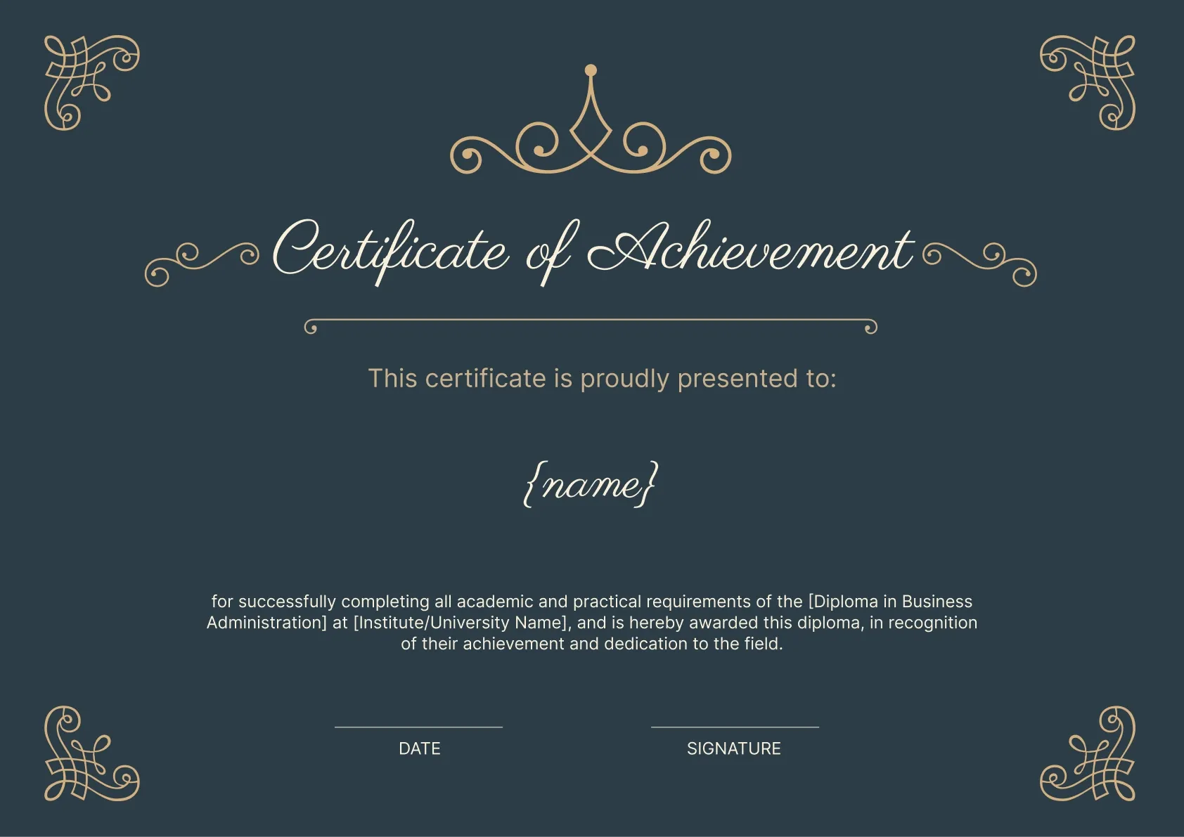 Formal and Classic Diploma Certificate Template