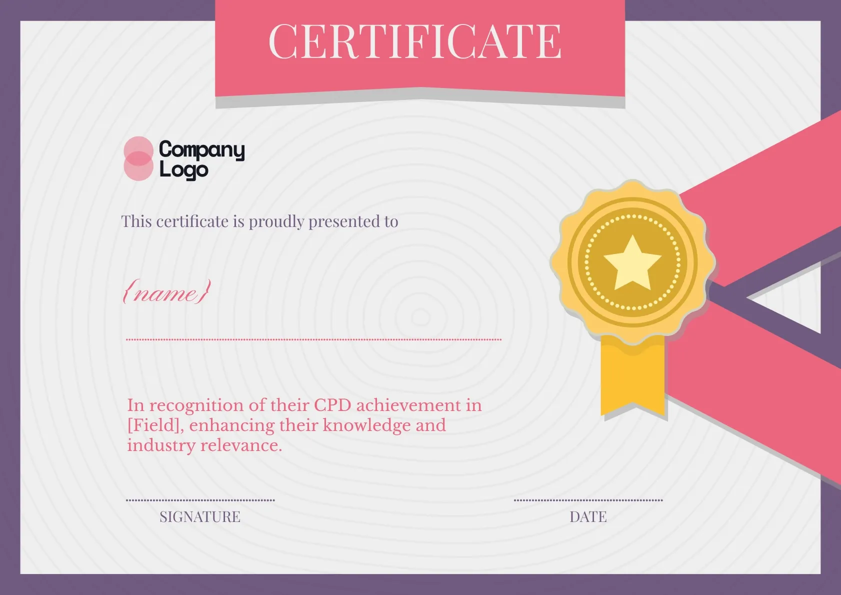 Formal and elegant professional development certificate template