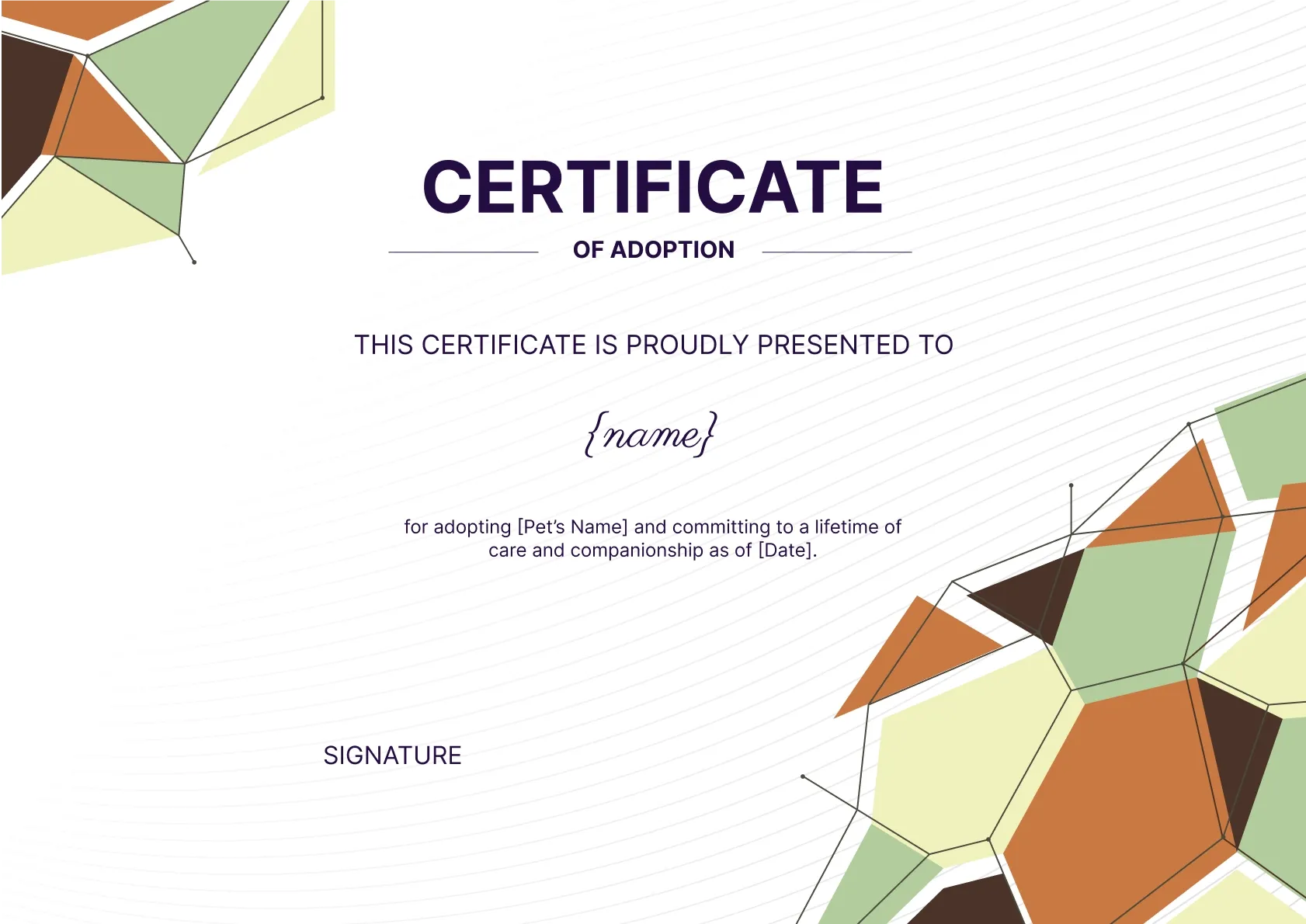 Formal and modern certificate of adoption template