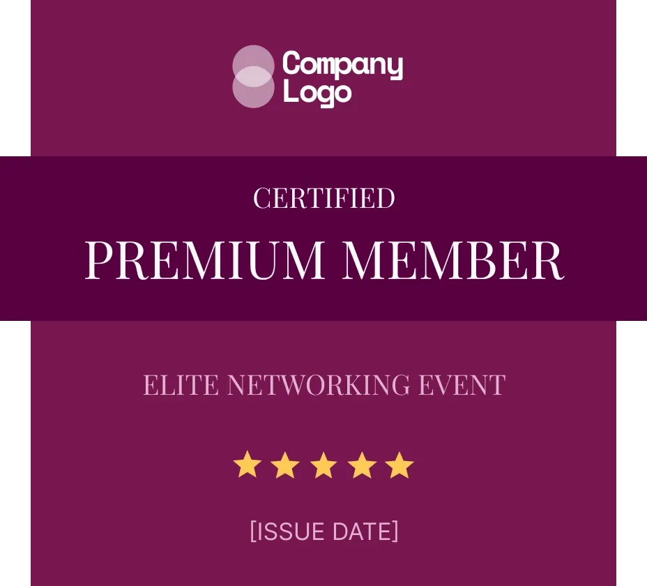 Formal and official red premium member badge template