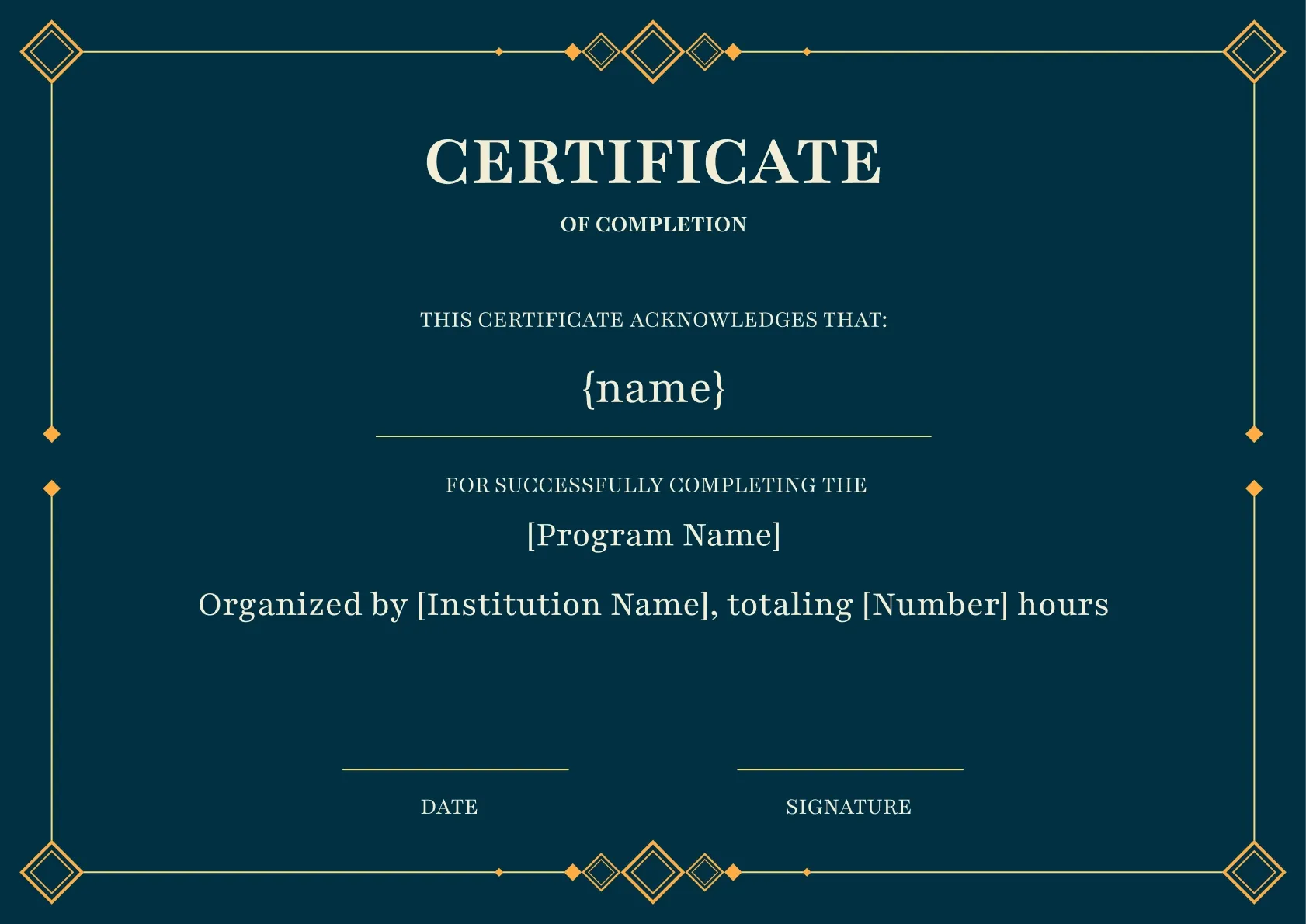 Formal and Stylish Certificate of Training Template