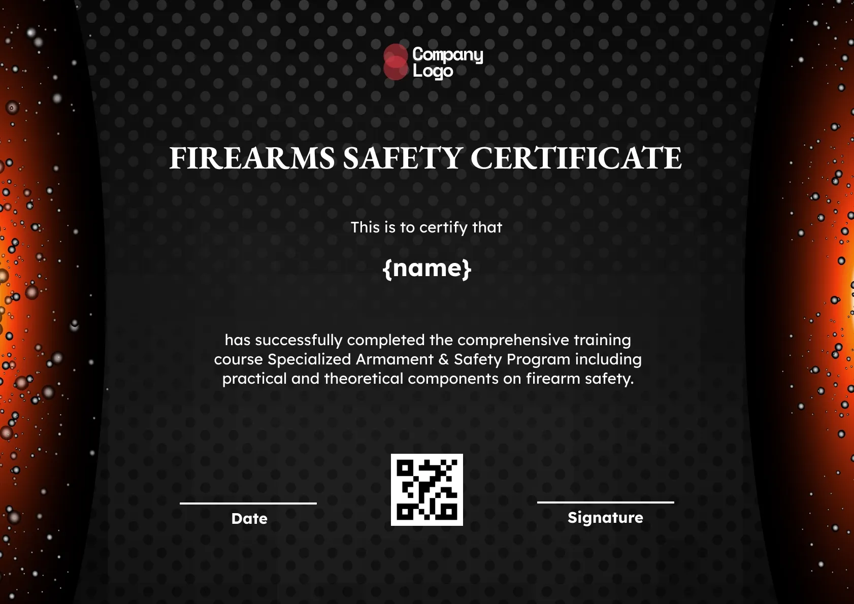 Foundational Firearms Safety Training Certificate Template