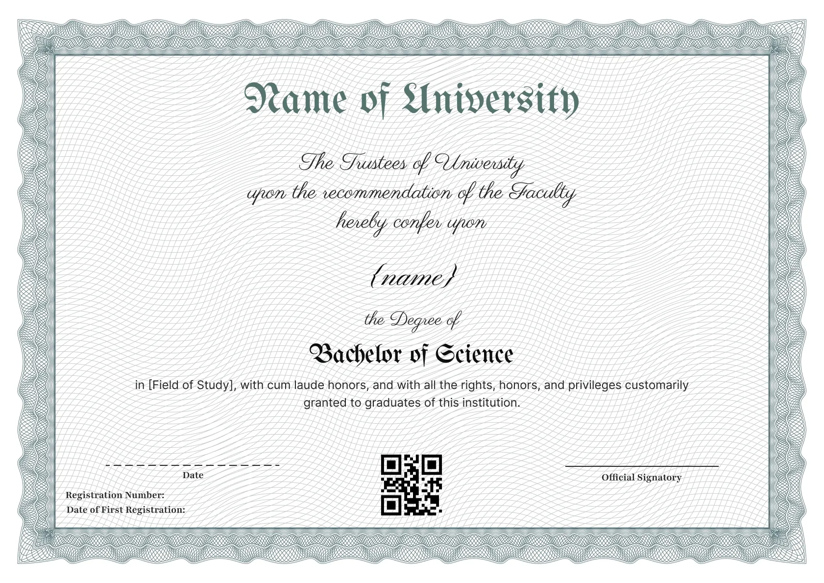 Framed Professional Graduation Certificate Template