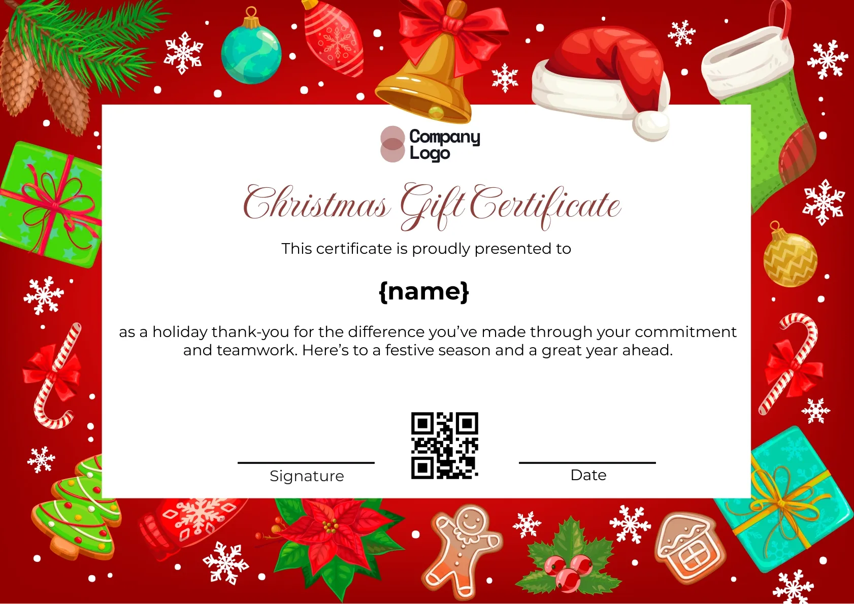 Fun and Illustrated Christmas Certificate Template