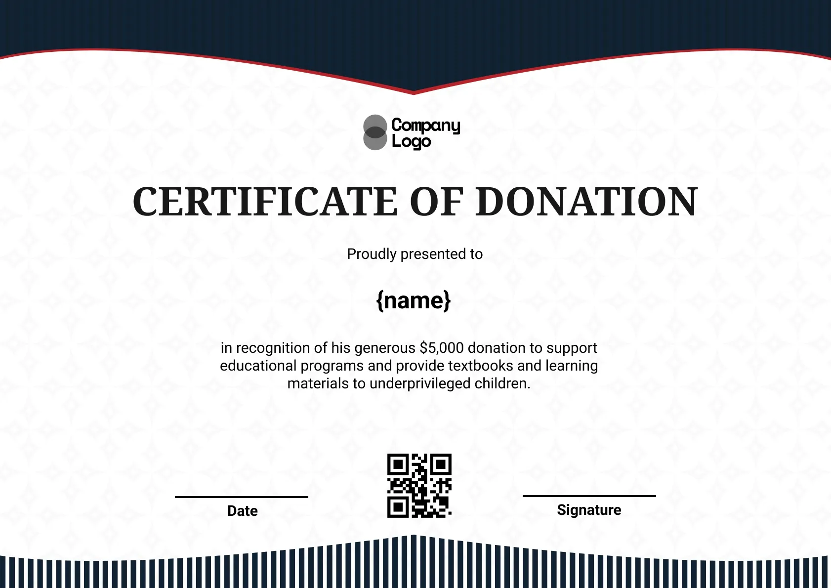 Generous Contribution Certificate Template