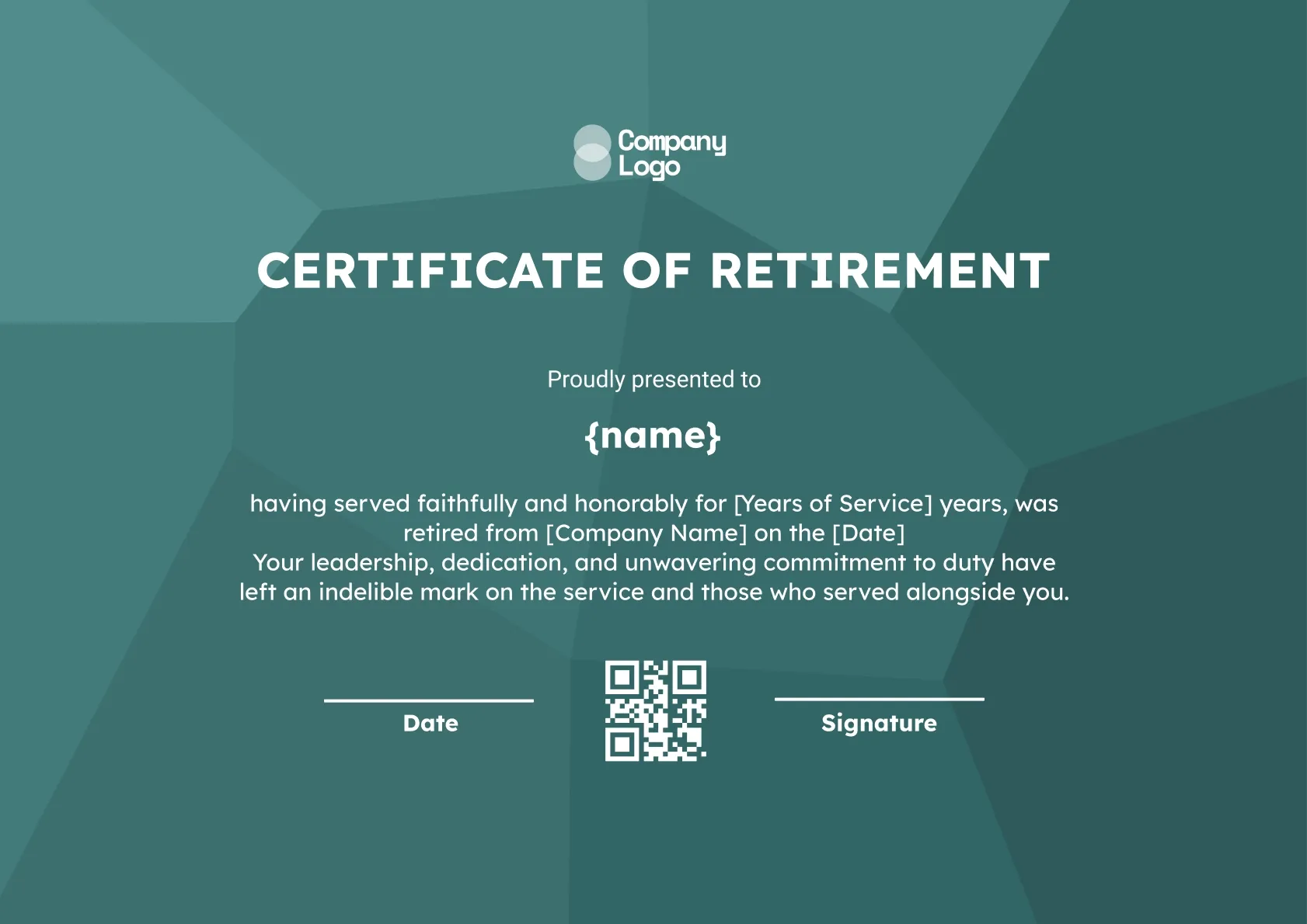 Grateful Service Retirement Certificate Template
