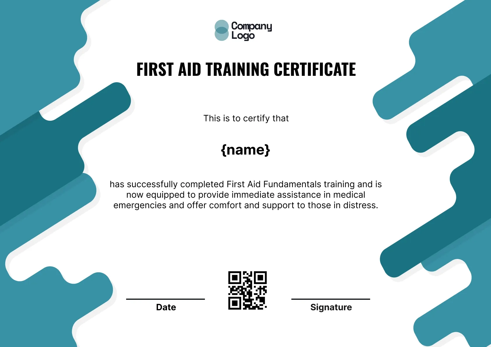 High-Impact First Aid Trainer Certificate Template
