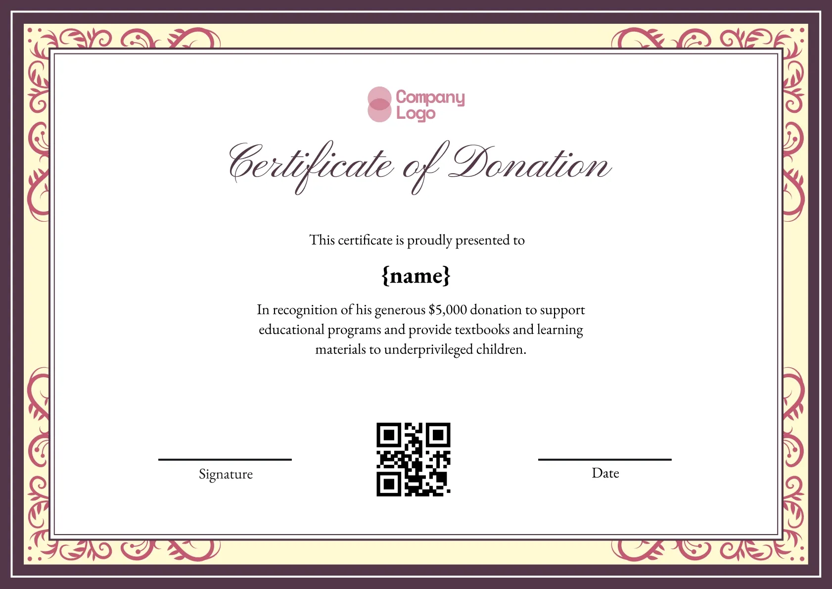 Honourable Contribution Certificate Template
