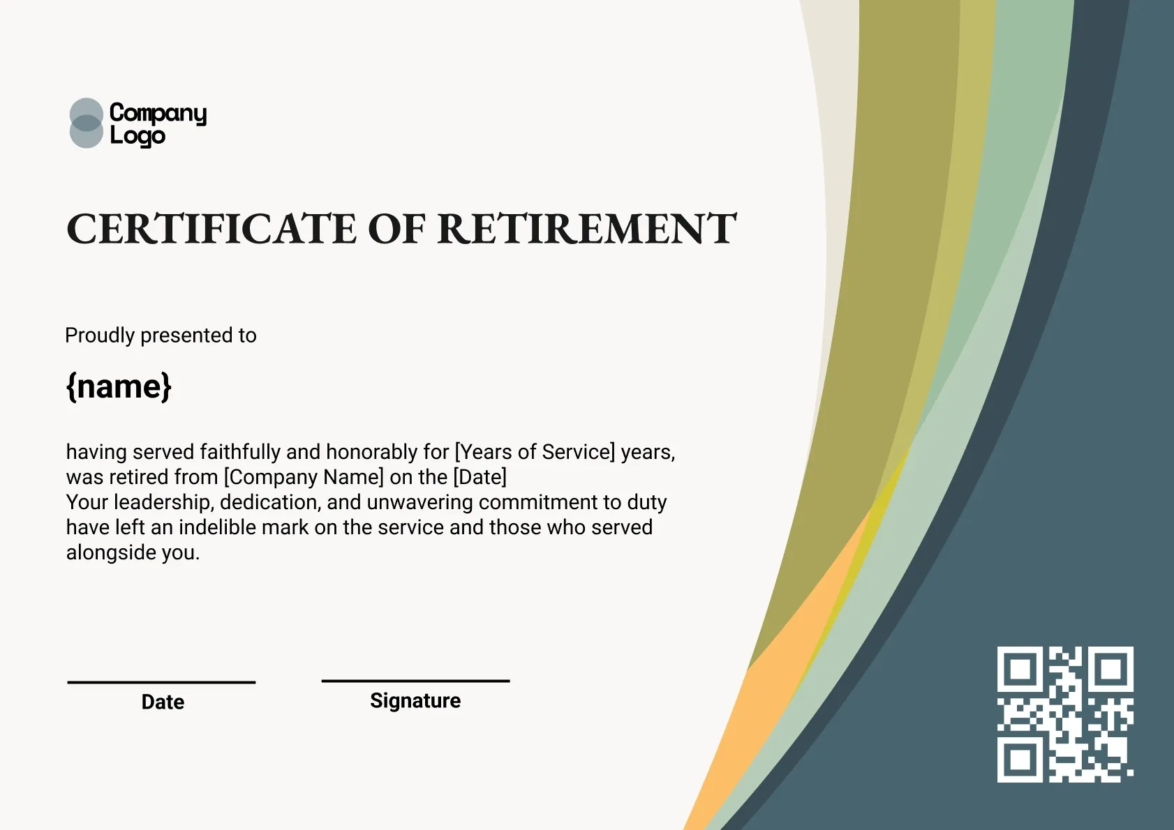 Honoured Retirement Recognition Certificate Template