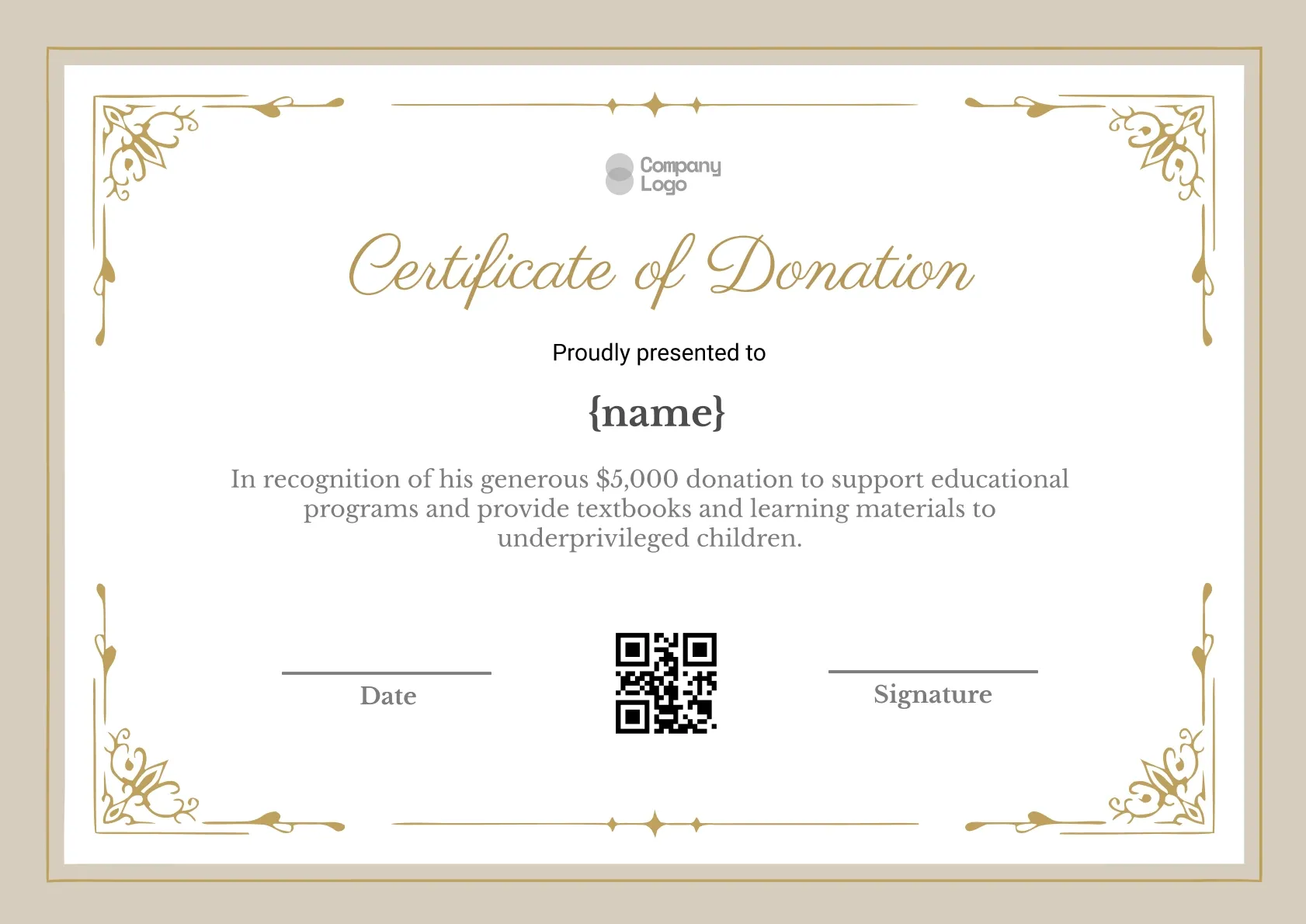 Humanitarian Donation Certificate Template