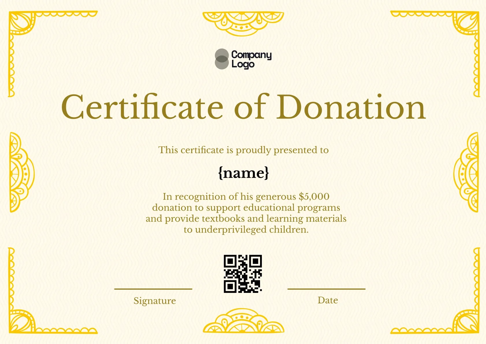 Impactful Donation Certificate Template