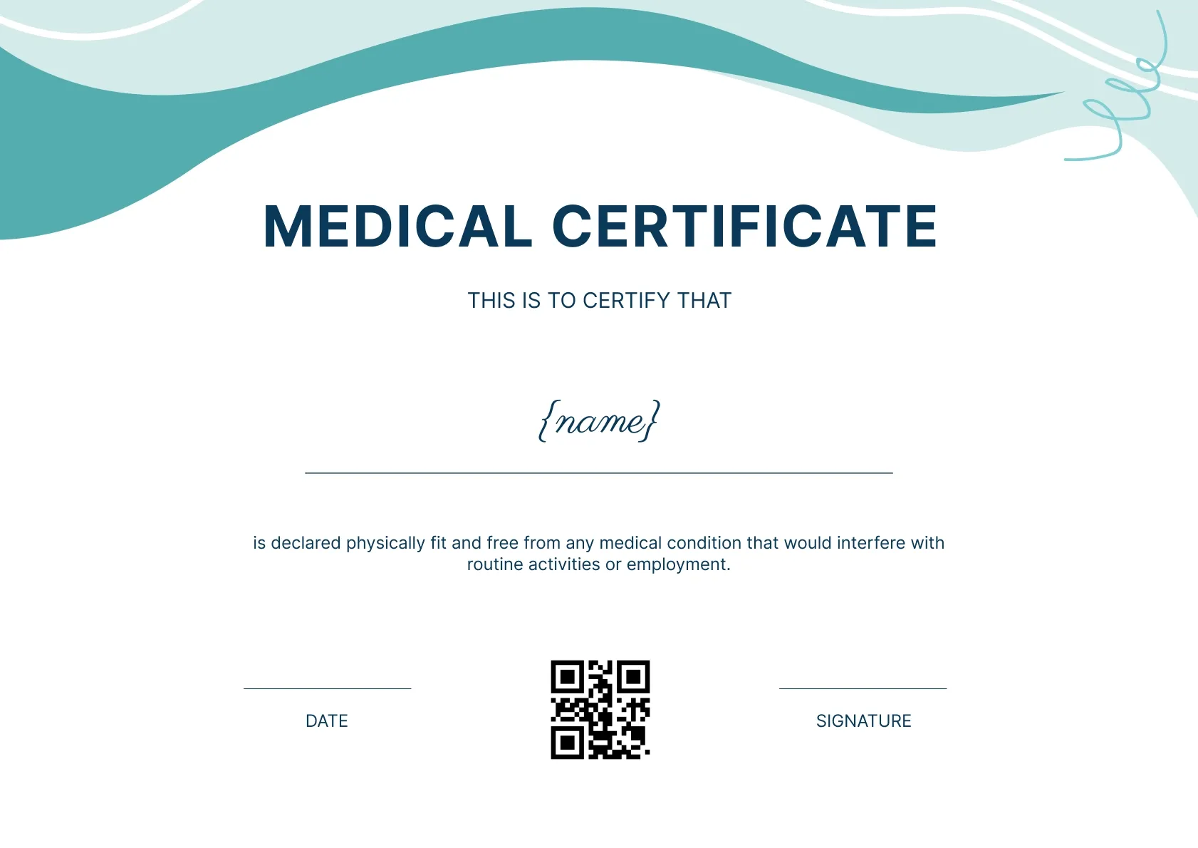 Inspiring and Professional Medical Certificate Template