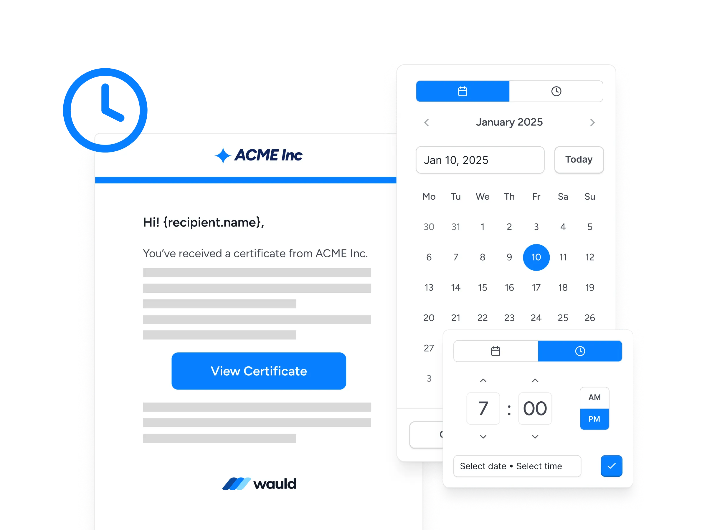 Schedule certificate delivery