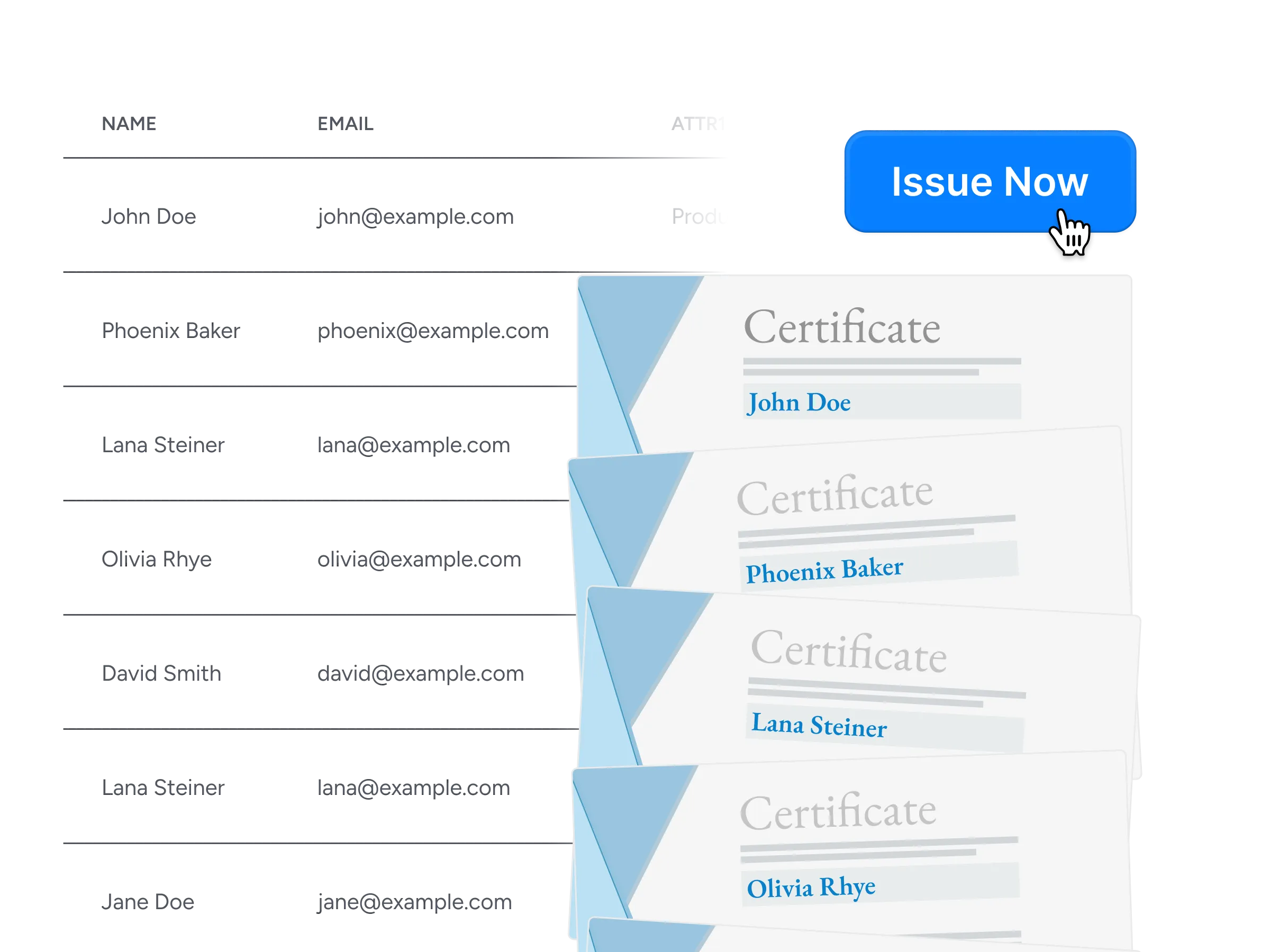 Issue certificates instantly