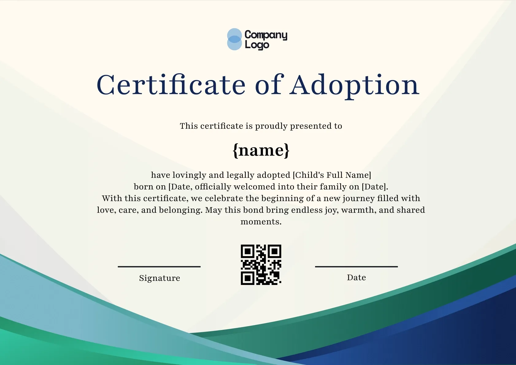 Joyful Adoption Celebration Certificate Template