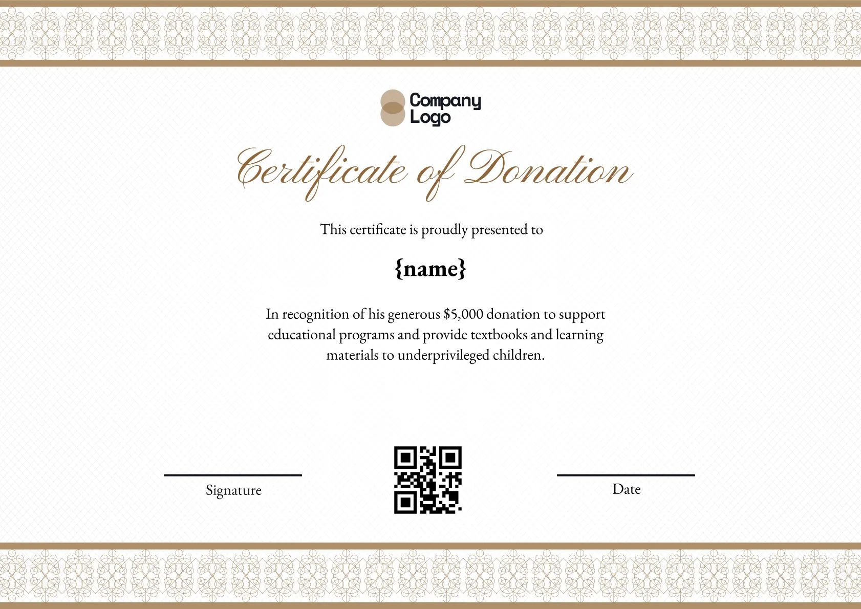 Kind Contribution Certificate Template