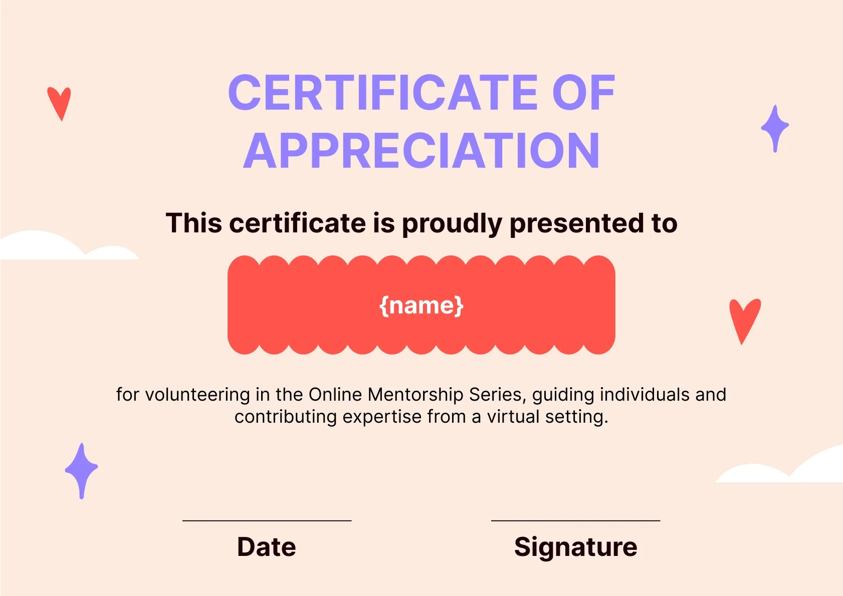 Lively and animated volunteer appreciation certificate template