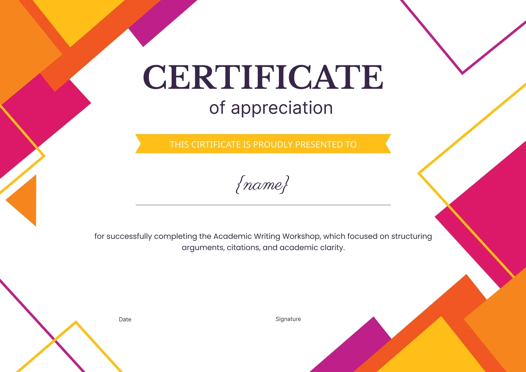 Lively and bright certificate of appreciation template