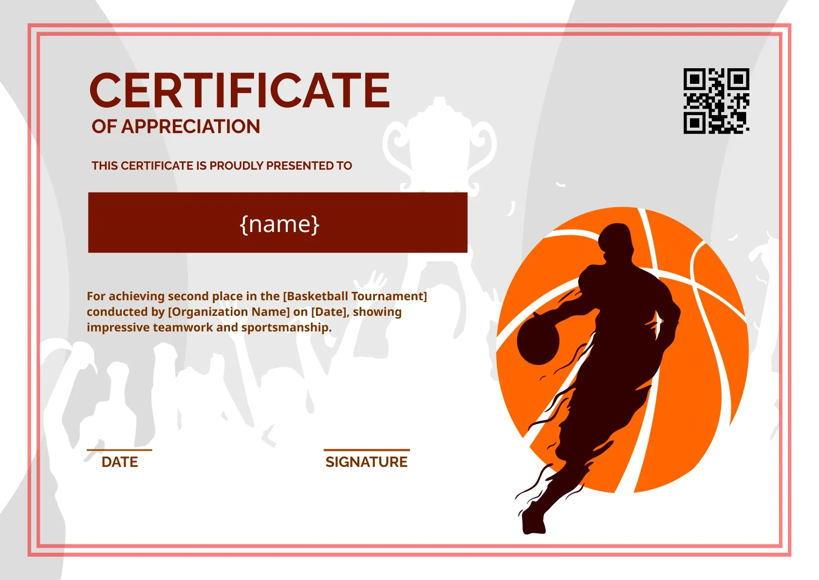 Lively and modern basketball certificate template