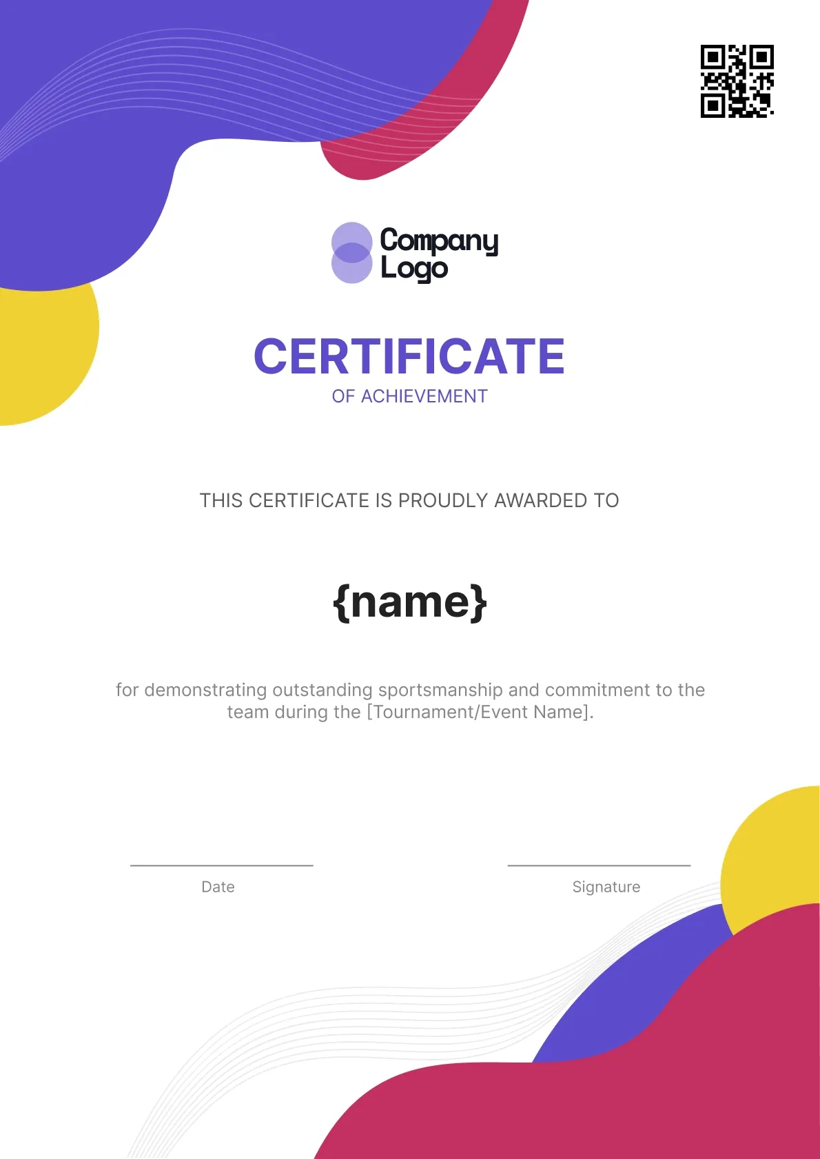 Majestic and formal sports achievement certificate template