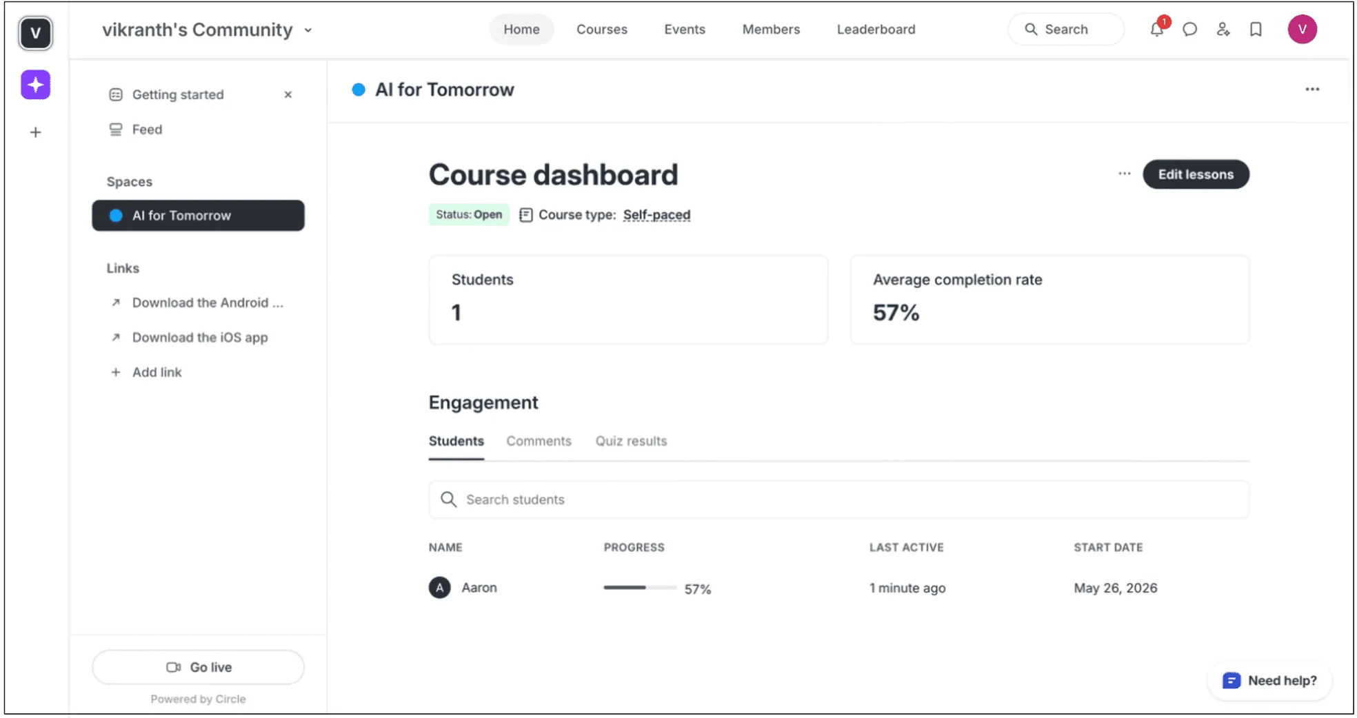 Circle Dashboard