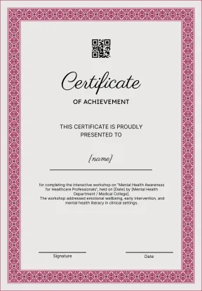 Memorable professional Medical workshop certificate template