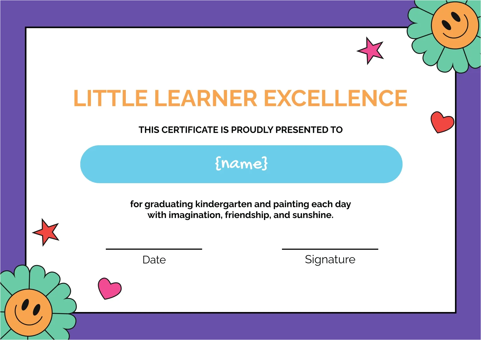 Minimalistic and bright little learner award template