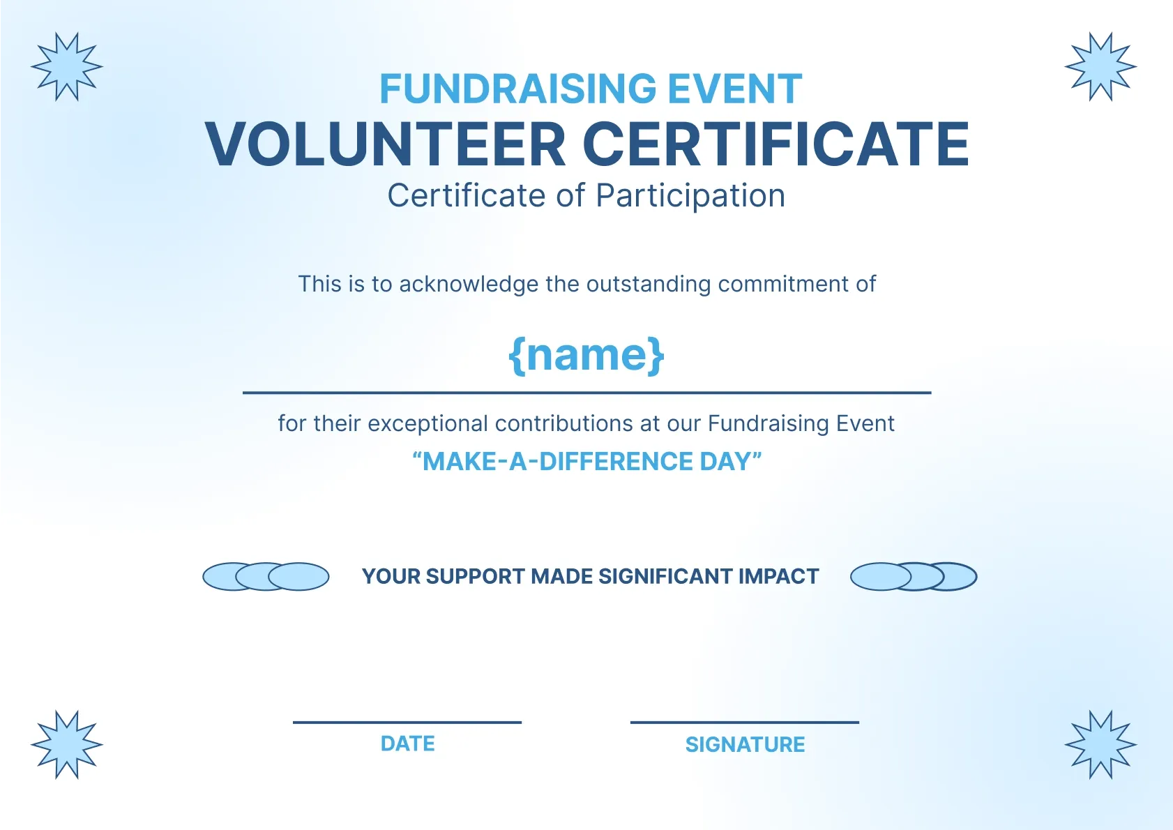 Minimalistic and bright volunteer participation certificate template