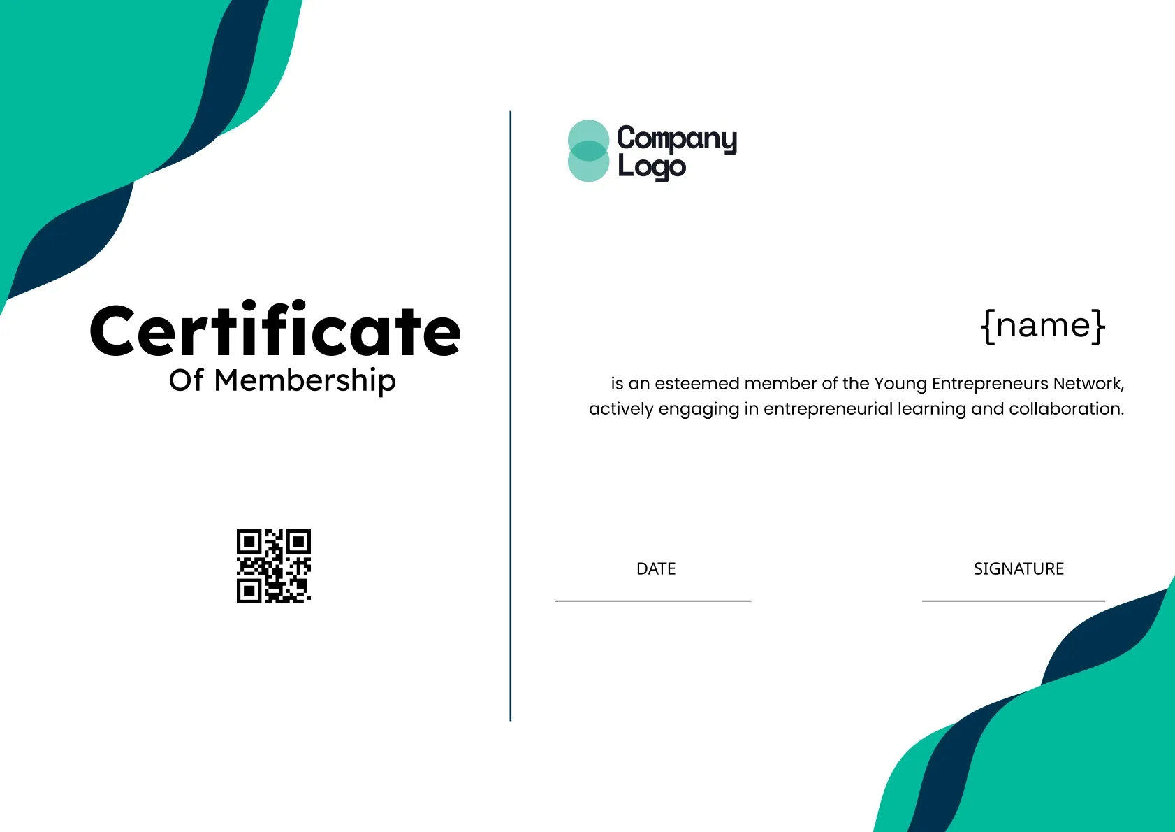 Minimalistic and Modern Certificate of Membership Template