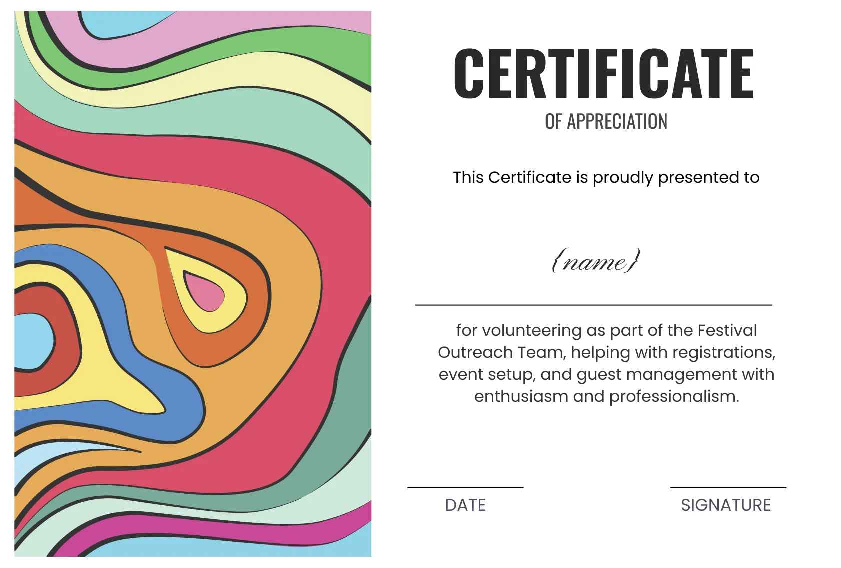 Minimalistic and simple volunteering certificate template