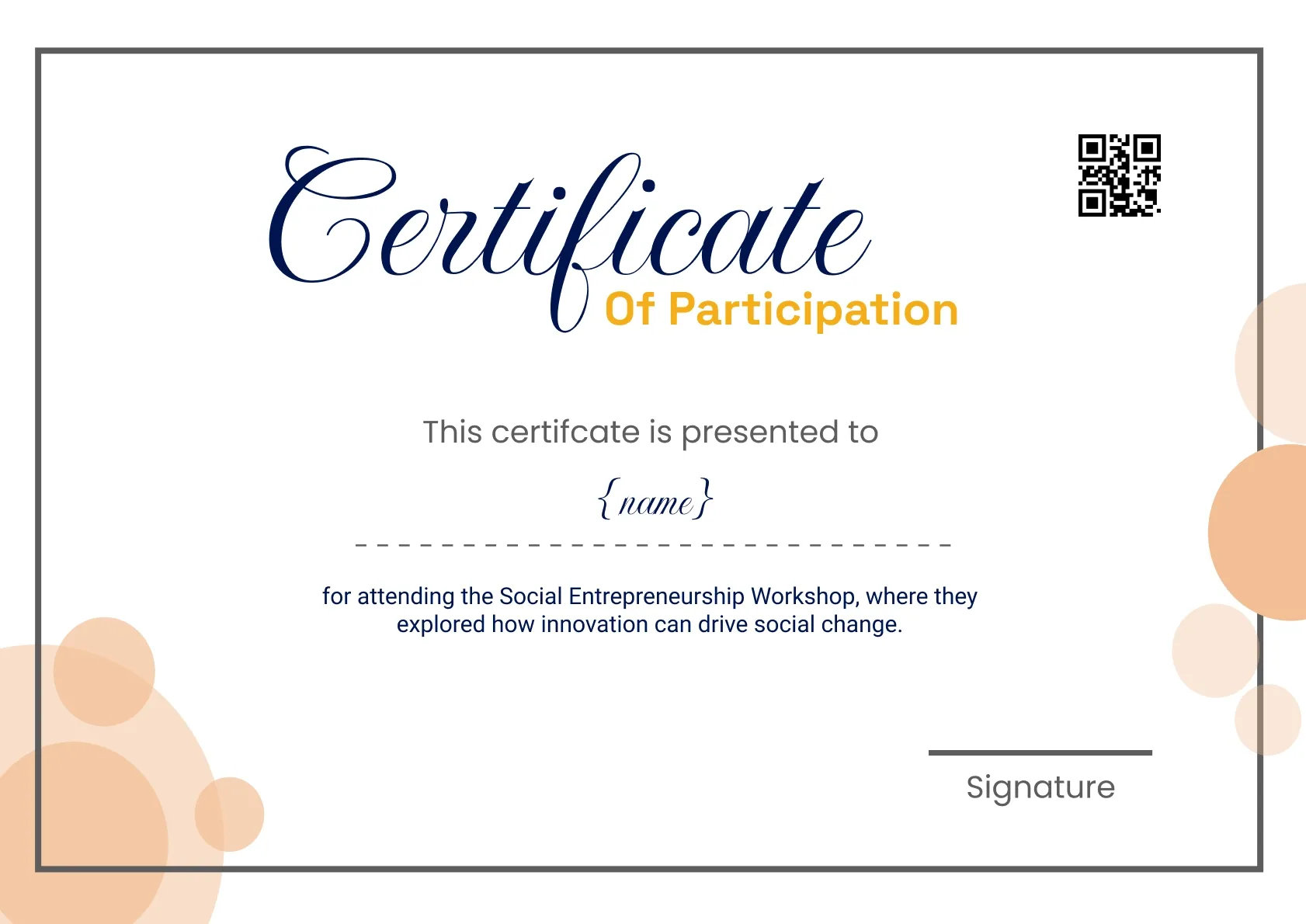 Minimalistic and stylish workshop participation certificate template