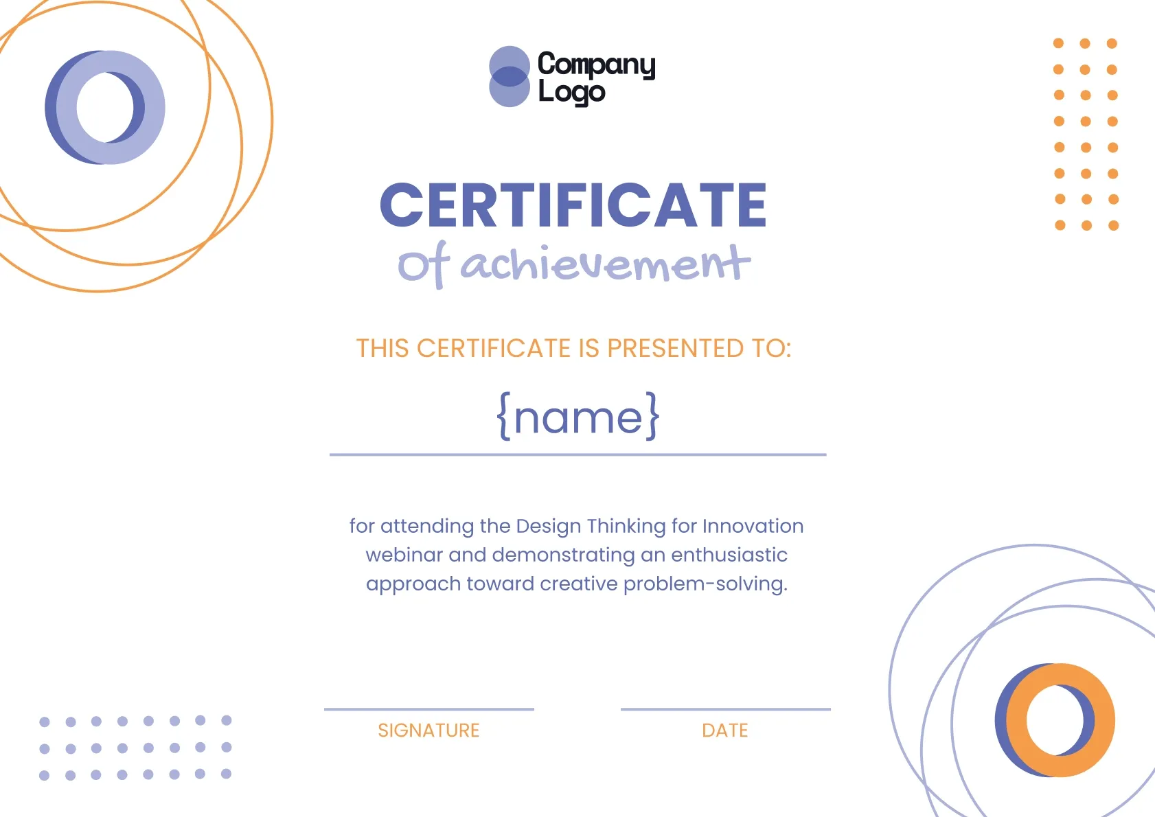 Minimalistic webinar completion certificate template