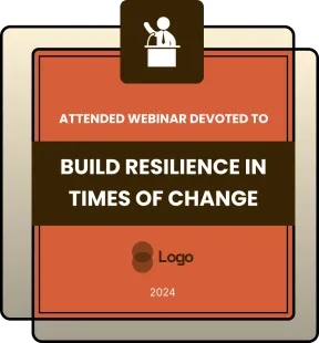 Modern and bold appreciation badge for webinar and event participation