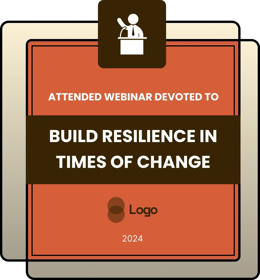 Modern and bold appreciation badge for webinar and event participation