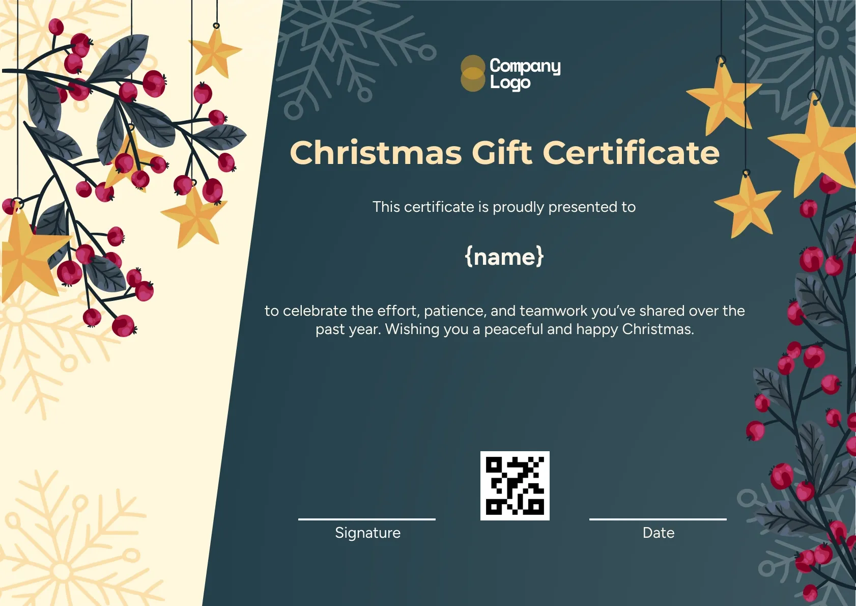 Modern and Bold Christmas Certificate Template