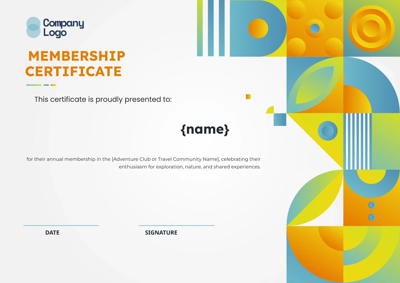 Modern and Colorful Membership Certificate