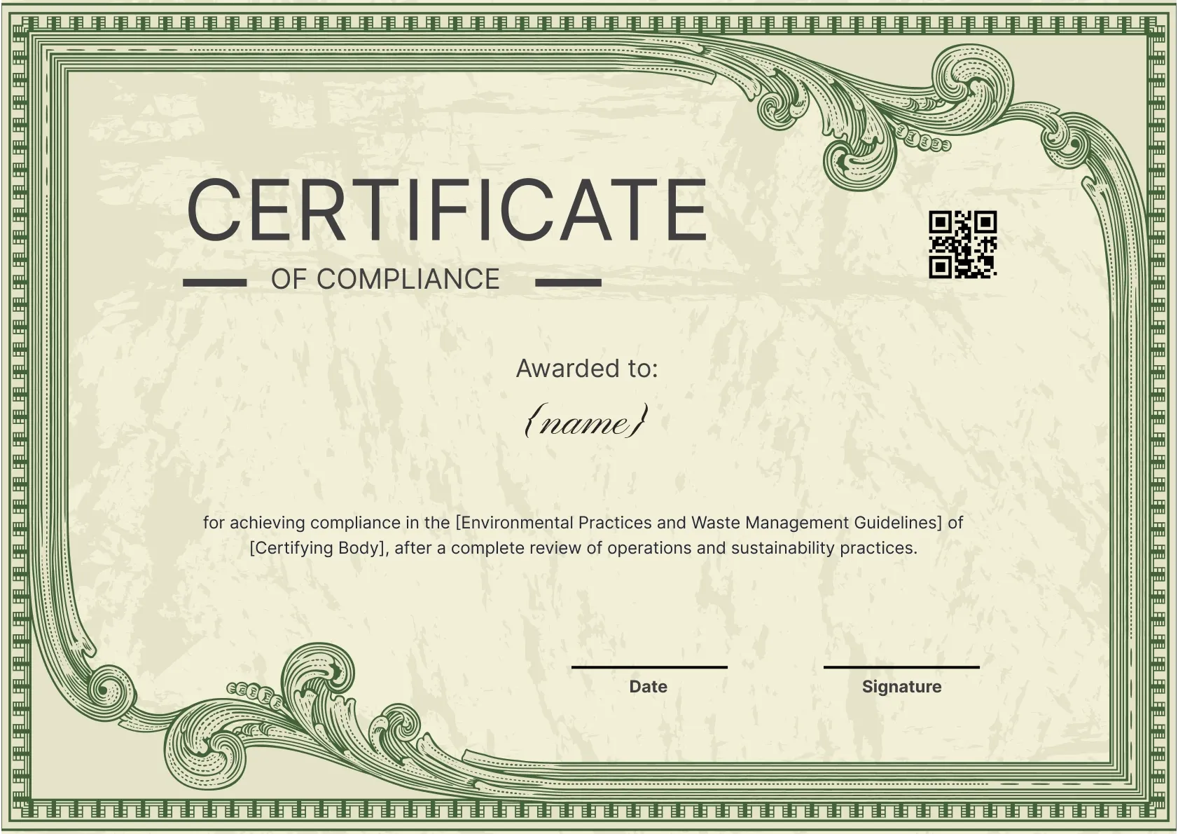 Modern and gripping compliance certificate template