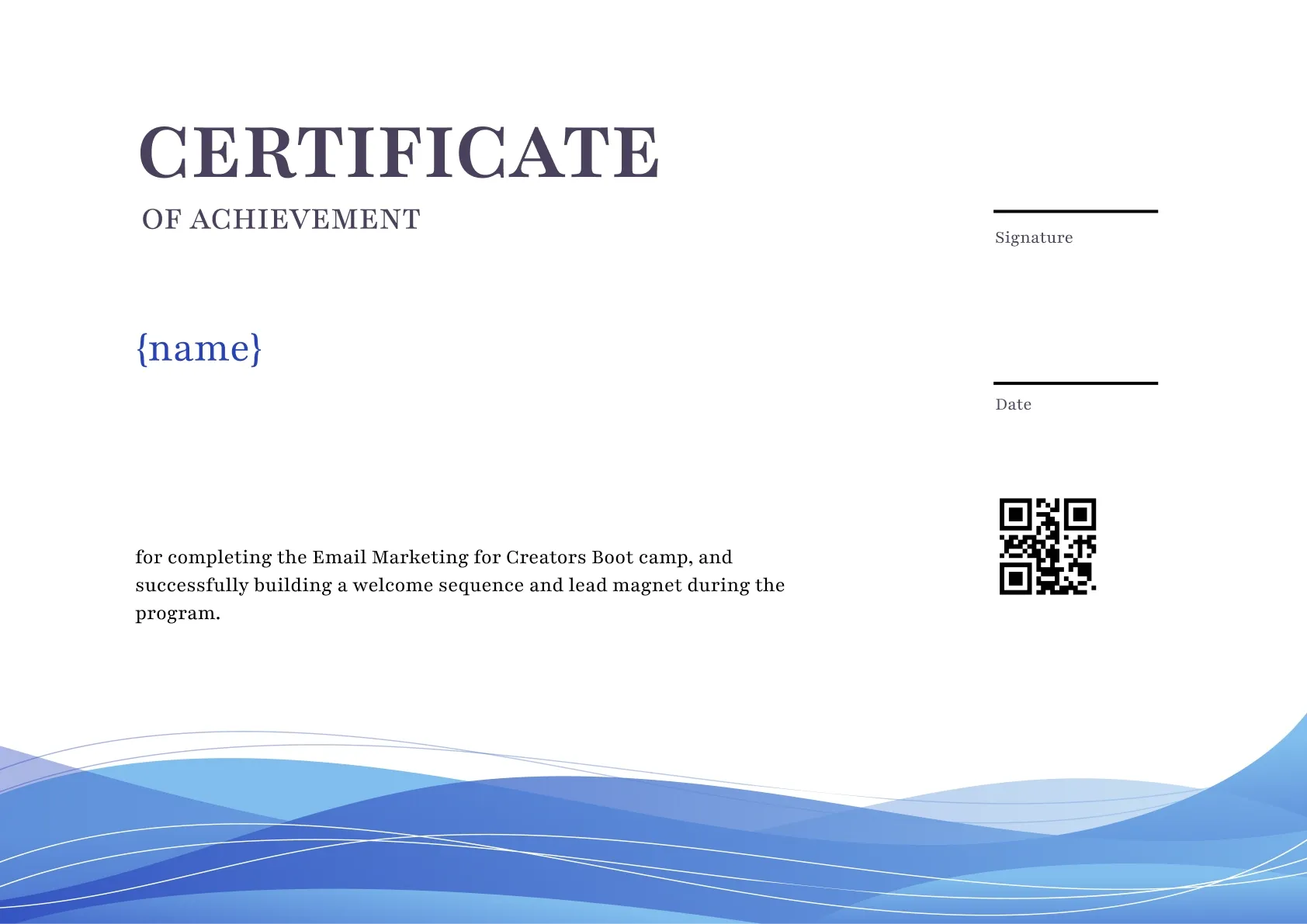 Modern and professional achievement certificate template