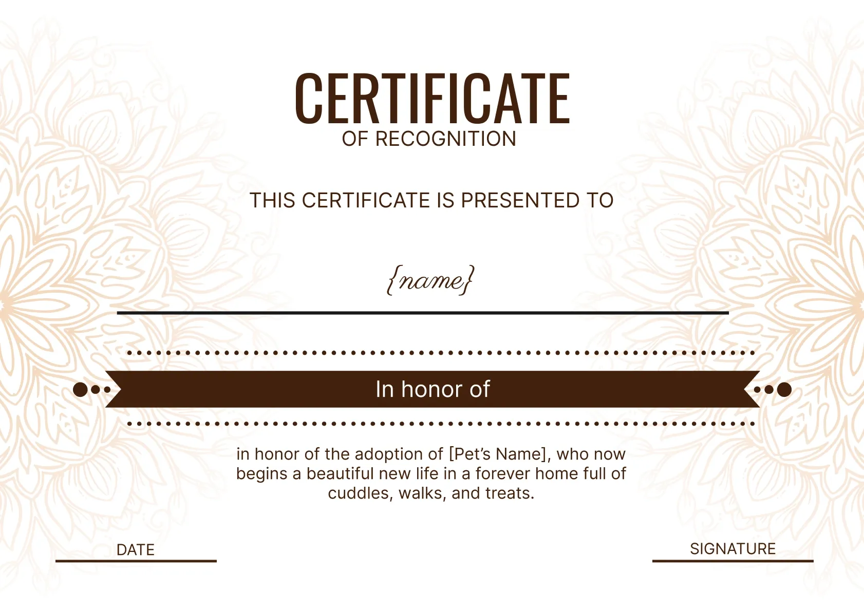 Modern and professional adoption certificate template